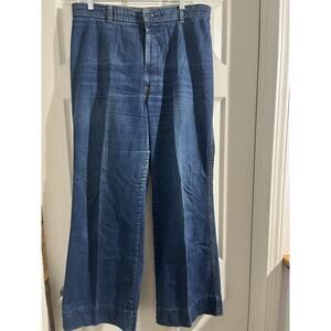 Vtg Levis Jeans Wide Leg Elastic Waist Round Pockets 70’s Sz 34x30.5
